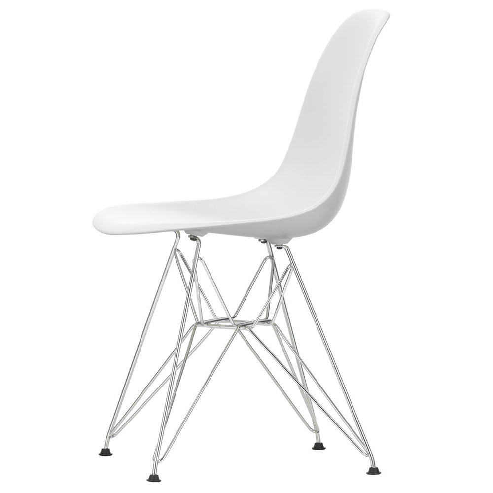 Vitra - Eames Plastic Side Chair DSR RE | Filzgleiter basic dark / cotton weiß RE / verchromt