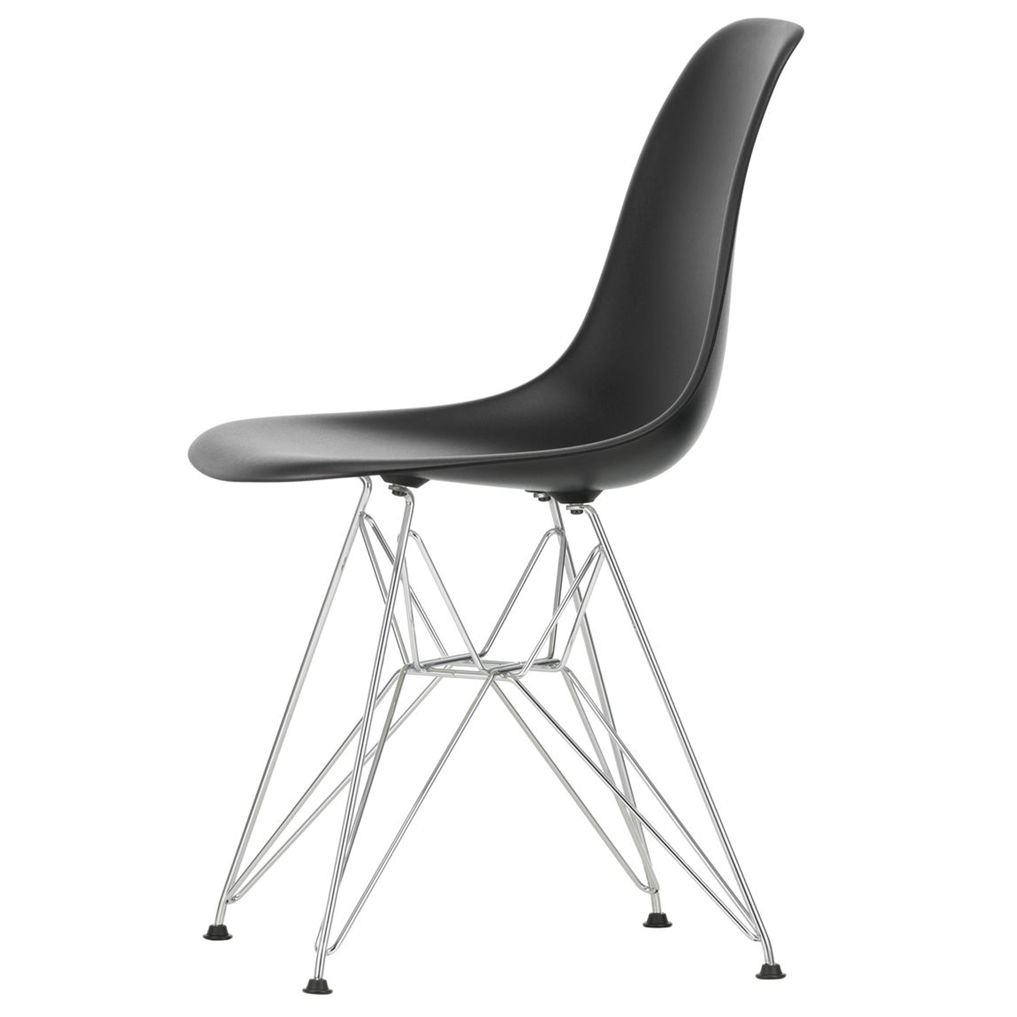Vitra - Eames Plastic Side Chair DSR RE | Filzgleiter basic dark / tiefschwarz RE / verchromt