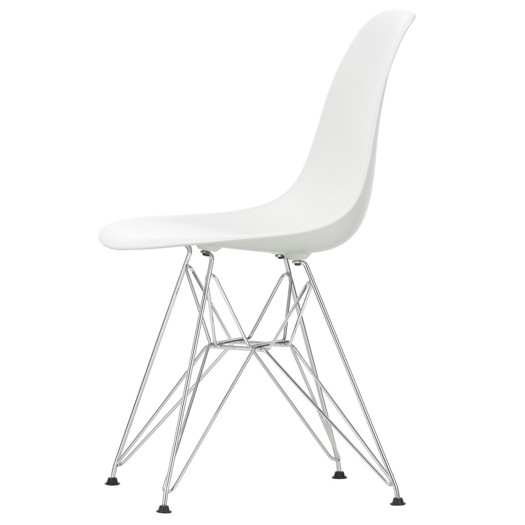 Vitra - Eames Plastic Side Chair DSR RE | Filzgleiter basic dark / weiß / verchromt, Kunststoffgleiter basic dark / weiß / verchromt