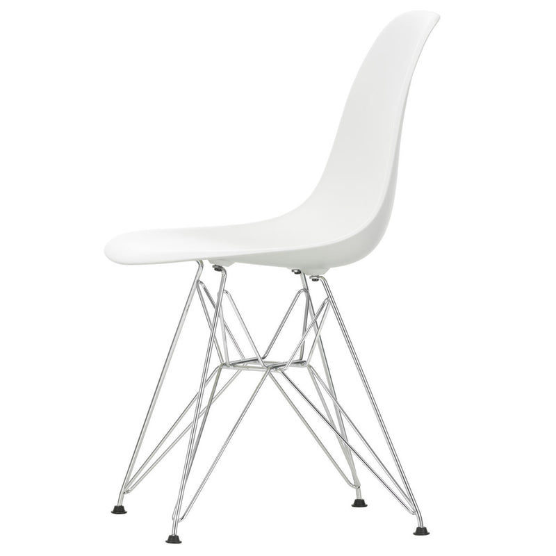 Vitra - Eames Plastic Side Chair DSR RE | Filzgleiter basic dark / weiß / verchromt, Kunststoffgleiter basic dark / weiß / verchromt