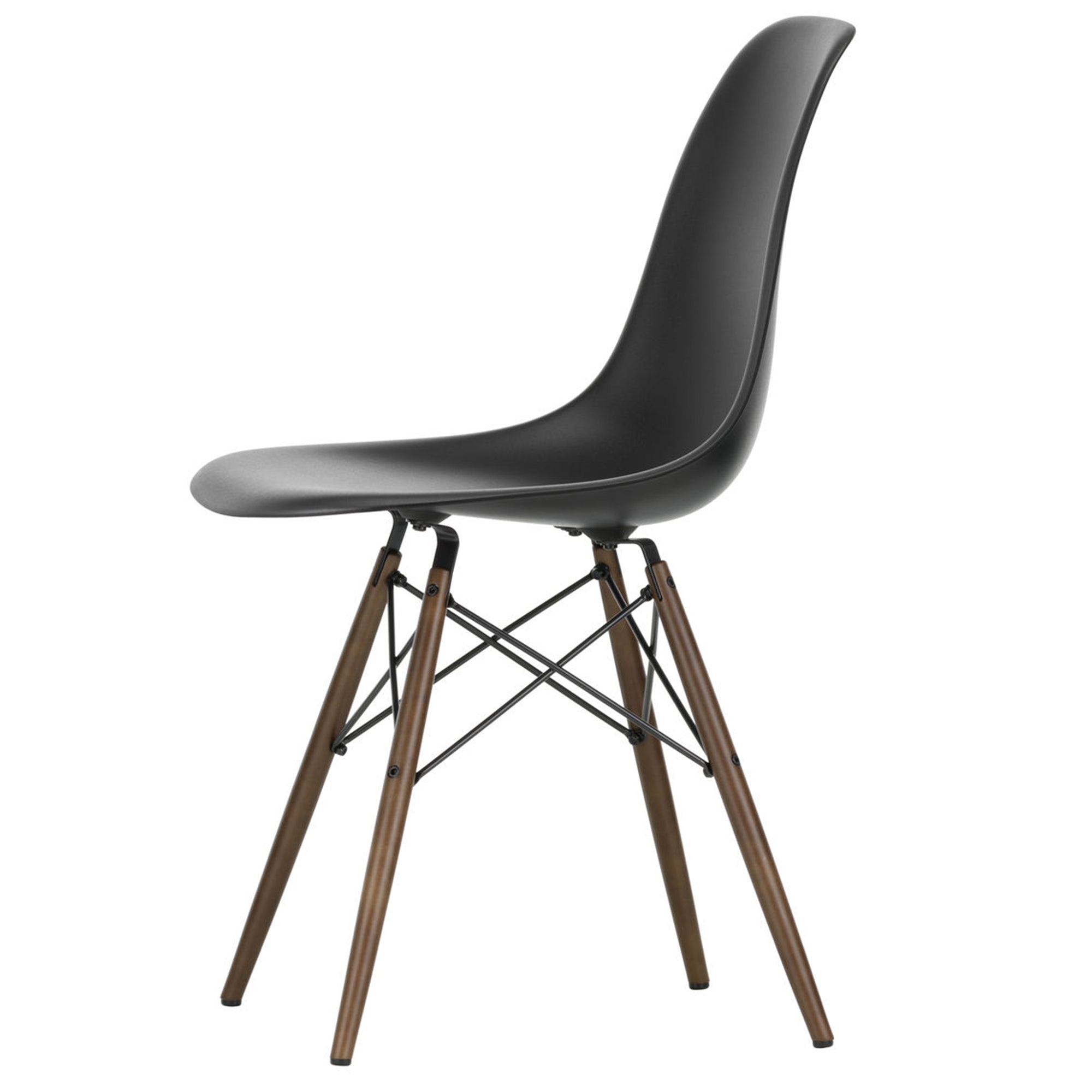 Vitra - Eames Plastic Side Chair DSW RE | Filzgleiter basic dark / tiefschwarz RE / Ahorn dunkel 