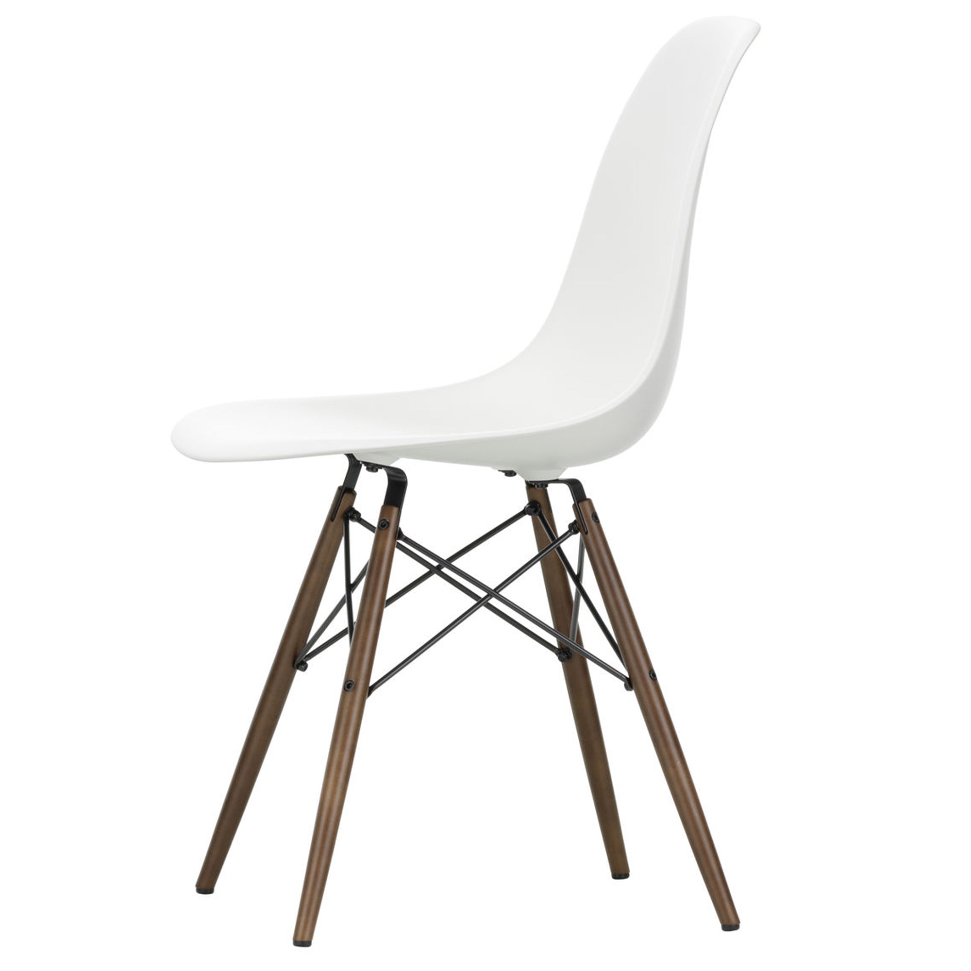 Vitra - Eames Plastic Side Chair DSW RE | Filzgleiter basic dark / weiß / Ahorn dunkel 