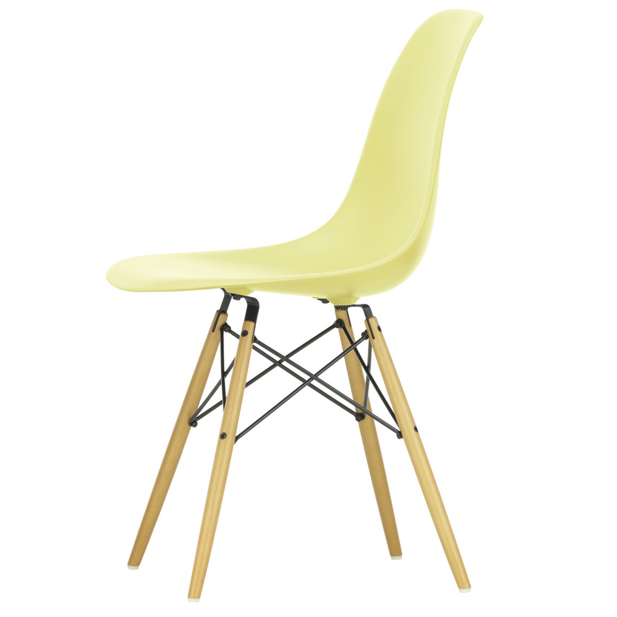 Vitra - Eames Plastic Side Chair DSW RE | Filzgleiter basic dark / citron RE / Ahorn gelblich