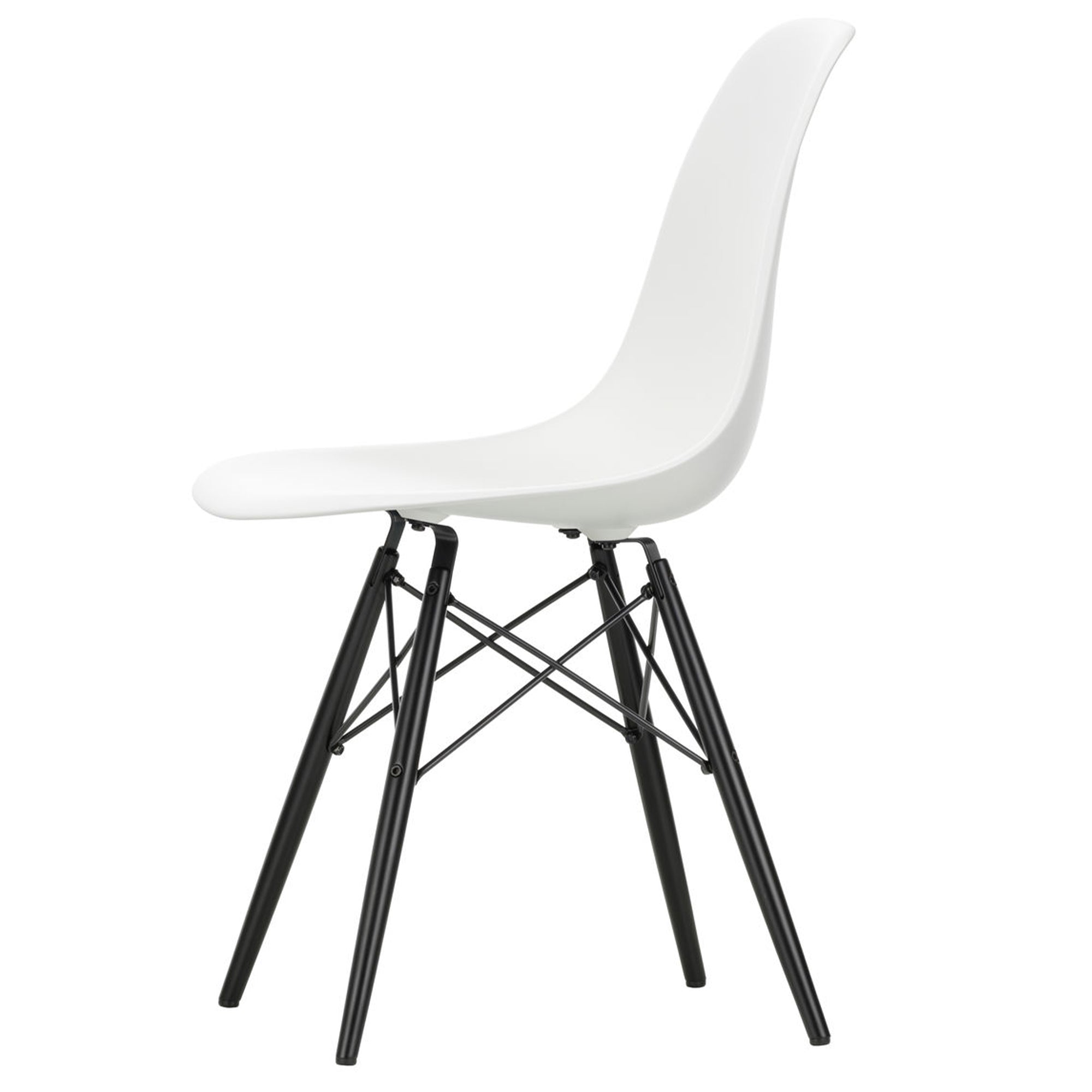 Vitra - Eames Plastic Side Chair DSW RE | Filzgleiter basic dark / weiß / Ahorn schwarz