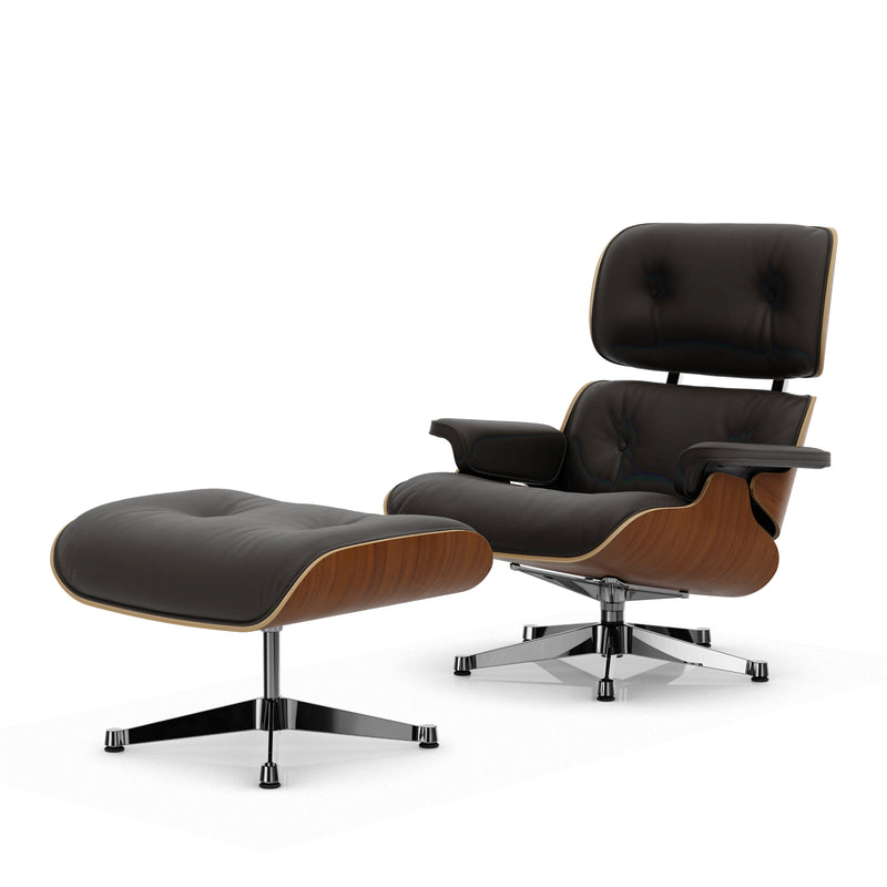 Vitra - Lounge Chair &amp; Ottoman | Leder Premium F 68 chocolate / Nussbaum natur / poliert