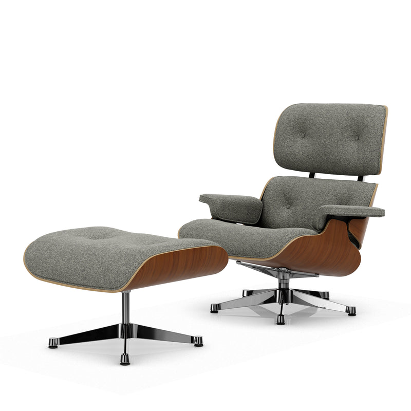 Vitra - Lounge Chair &amp; Ottoman | Nubia 05 crème/dunkelbraun / Nussbaum natur / poliert