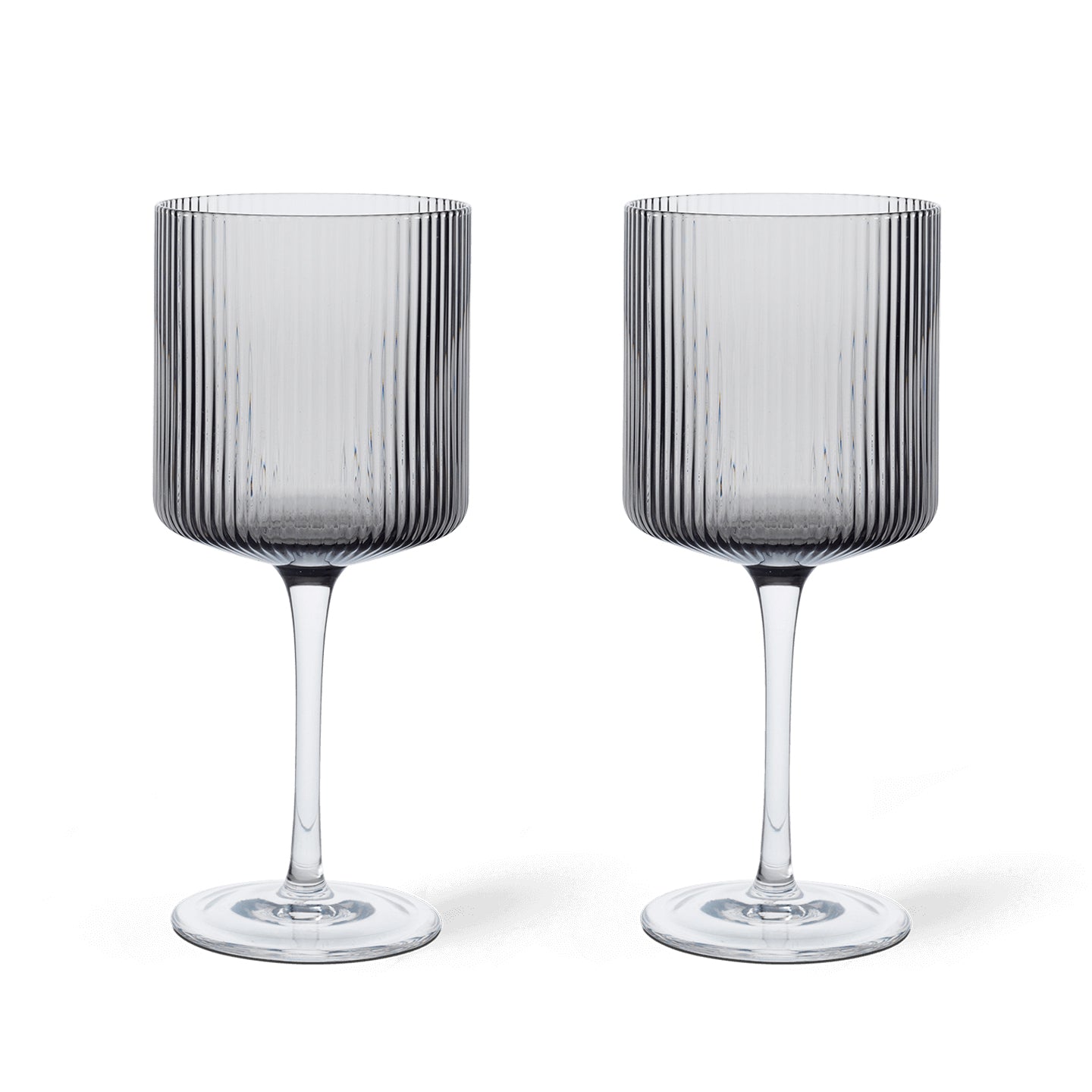 Ferm Living - Ripple Rotweinglas (2er-Set) | smoked grey