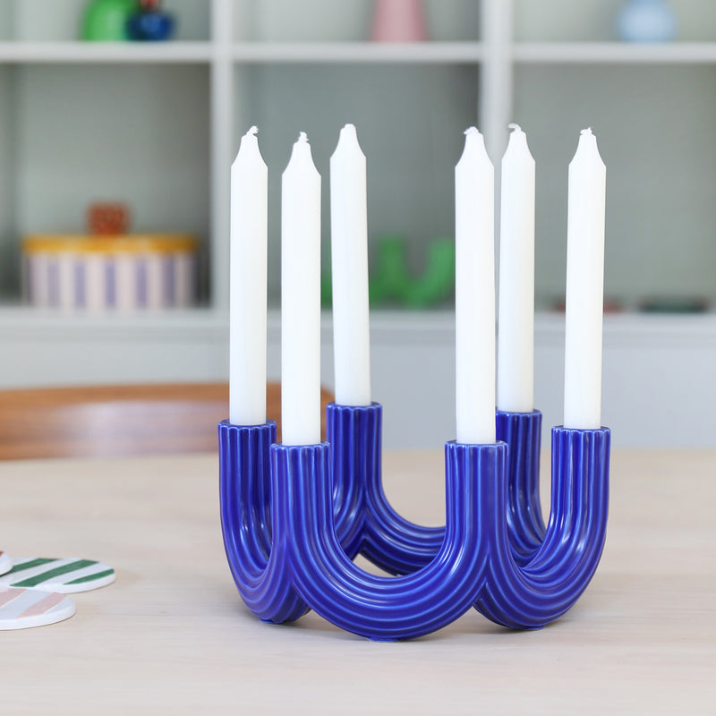 &amp;klevering - Churros Kerzenhalter | blau